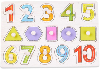Nlive 2 in 1 Wooden Number and Shape Puzzles Learning Toy for Kids(Multicolor)