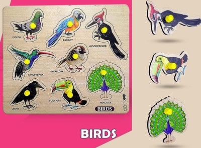 SHALAFI Identification Birds Characters Letter Cognitive Boards Birds Names Learning Toy(Multicolor)