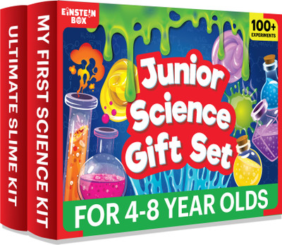 Einstein Box Junior Science Gift Set | 2-in-1 Set of My First Science Kit & Slime Kit(Multicolor)