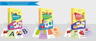 gurukanth Alphabets Flash cards, Fruits Flash cards,Color and Shape Flash cards (Combo Pack) Easy & Fun way of Learning-3yr-6yr Kids (Set of 3)(Multicolor)