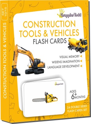 Grapplertodd Early Learning - Construction Tools & Vehicles Flash Cards(Multicolor)