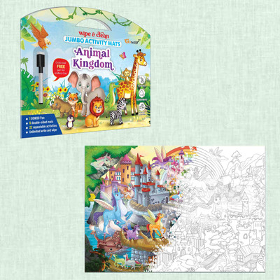 GO WOO ANIMAL KINGDOM and GIANT UNICORN COLOURING POSTER | combo of 2(Multicolor)