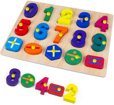CASADOMANI Math counting Board Toy Educational Counting Math Montessori Toys for Toddlers | Preschool Wood Toy Learning Blocks with Knobs Rainbow Wooden Number Peg Puzzle for Kids Jigsaw Puzzle Number Educational and Learning Puzzles Toy Wooden counting learning toy 1234 matching toy Early Baby brai