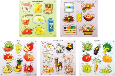 Khilonewale Food From plants & Animals, Domestic Animal, Vegetables, Fruits Wooden Puzzle(Multicolor)