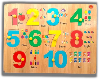 aasiyaenterprises Counting Number's 1 To 10 Puzzle Board 1234 learning toy for Kids+3years(Multicolor)