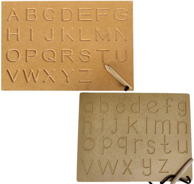 SHALAFI Wooden ABC Learn Practice Writing Slates Learning Small Alphabet Tracing Boards(Beige)