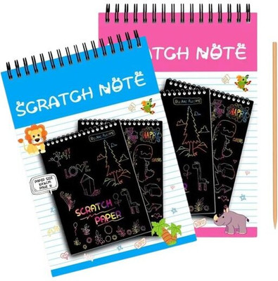 KRUNALENTERPRISE Scratch Book Kids Painting Set Paper Magic Scratch Book Theme, Scrapbook Kit Sketch Pad(10 Sheets, Pack of 2)