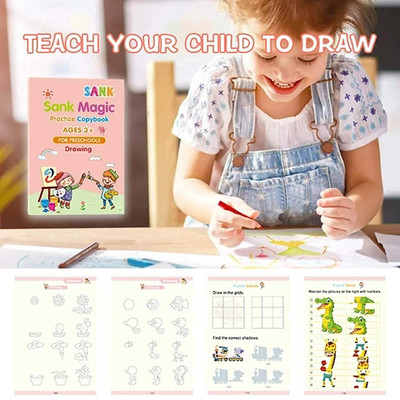 4PCS Magic Practice Copybook for Kids,Magic Calligraphy That Can Be Reused Tracing Handwriting Copybook Set,English Writing Practice Book for Kid (4 Books + 5 Refills) - Sank Magic Practice Copybook, (4 BOOK + 10 REFILL+ 1Pen +1 Grip) with 1 Disc(VARNI FASHION, VISHAL) 4PCS Magic Practice Copybook for Kids,Magic Calligraphy That Can Be Reused Tracing Handwriting Copybook Set,English Writing Practice Book for Kid (4 Books + 5 Refills) - Sank Magic Practice Copybook, (4 BOOK + 10 REFILL+ 1Pen +1 Grip) with 1 Disc(VARNI FASHION, VISHAL)