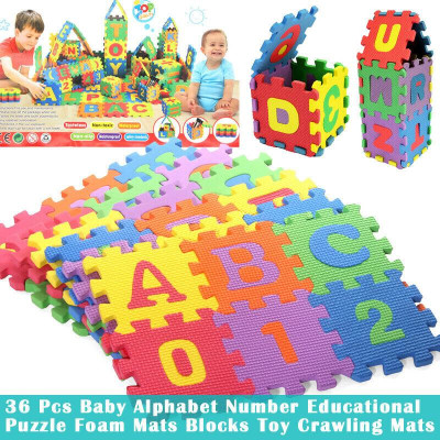SHALAFI Non Toxic Eva Foam Alphabetic Puzzle Mat 36Pcs ABC+Number Learning Toys for Kids(Multicolor)