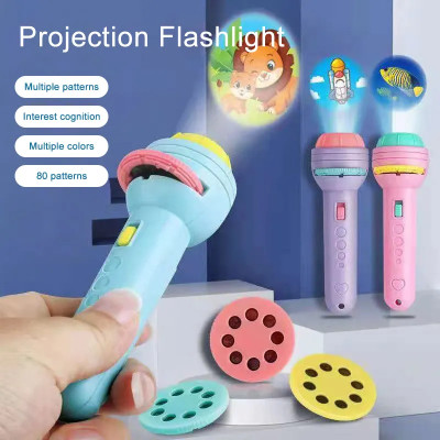 KAVANA Mini Projector 3 Slides 24 Patterns Flashlight Kids Projection Light Torch Toy(Multicolor)