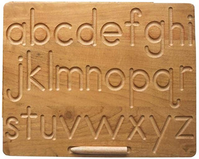 SHALAFI Montessori Small Letter Alphabet Tracing Board Learning Slates With Stylus Pen(Beige)