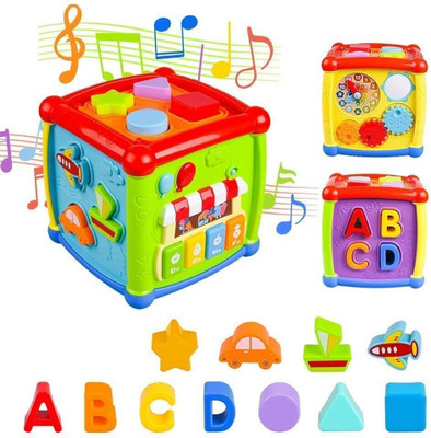 LONGMIRE 6 in 1 Multipurpose Activity Cube with Music and Light Educational Toy for Kids(Multicolor)