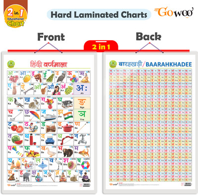 GO WOO 2 IN 1 HINDI VARNMALA AND BAARAHKHADEE Educational chart with Lamination(Multicolor)