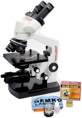 Gemkolabwell Metal 1000X Magnification Binocular Vet Cordless Led Medical Biological(White)