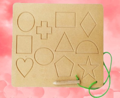 SHALAFI Board Game Pegboard Tracing Geometric shape tracing board educational slate toys(Beige)