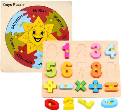 BUY SURETY Combo 0to9 Counting Toys Learning Tray+Day's Name Puzzle 7 Days in Week Board(Multicolor)