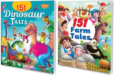 GO WOO 151 Dinosaur Tales, 151 Farm Tales | Set Of 2 Story Books(Blue)