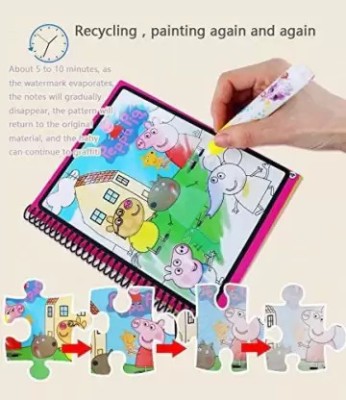 L'amour Reusable Magic Water Painting Book Magic Doodle Pen Magic Water Book For Kid's(Multicolor)