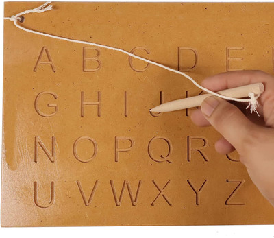 HIGHSEAS Wooden Alphabet Tracing Boards with Dummy Pencil ABC Upper case Learning Toys(Beige)