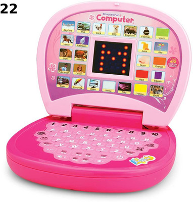 TOYACHI Kids Educational Laptop Toy with Music, Lights & Alphabet Learning 23(Pink)