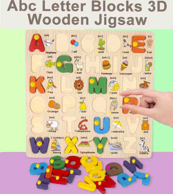 FORSIKHA 3D Wooden Alphabet Puzzles with Pictures Montessori Educational Learning Toy(1 Pieces)