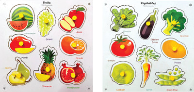 Khilonewale Fruits and vegetables Wooden Puzzle toys for kids(Multicolor)