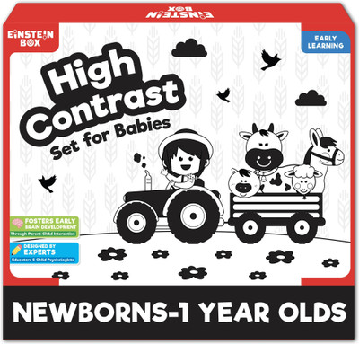 Einstein Box High Contrast Set for babies aged 0-12 months includes high contrast flashcards(Multicolor)