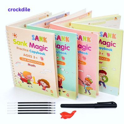 crockdile Math and Drawing Copybook Set with Magic Pen(Pink)