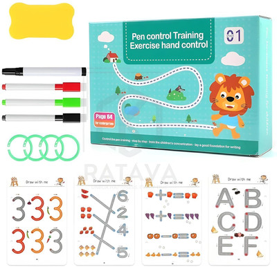 AORDEY Handwriting Workbook with Pens & Eraser Alphabet Numbers Draw & Count Practice(Multicolor)