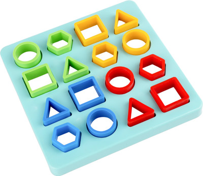 Nafhotoz Square Blue Puzzle Montessori Activity Toy | Shape Sorting Educational Board(Multicolor)