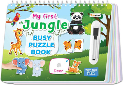 GO WOO My First Jungle Busy Puzzle Book : Montessori book with Hook and Loop(Multicolor)
