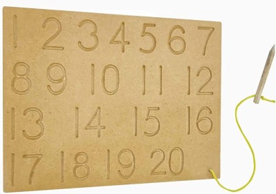 FORSIKHA Numbers Tracing Board 1-20 Counting&Learning Montessori Practice Slate Puzzle(Beige)