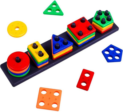 PSA zone Shapes Geometric Board Blocks Sorting and Stacking(Multicolor)