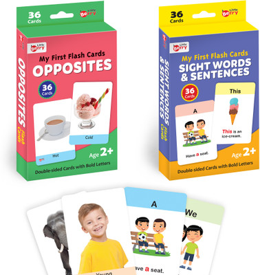 Little Berry My First Flash Cards for Kids (Combo of 2): Opposites and Sight Words - 72 Cards(Multicolor)
