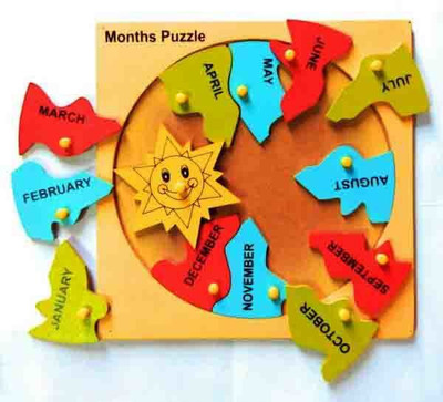 SHALAFI Month's Name Puzzle Board Game Tray Learning toys for kids Activity Practice Toy(Beige, Multicolor)