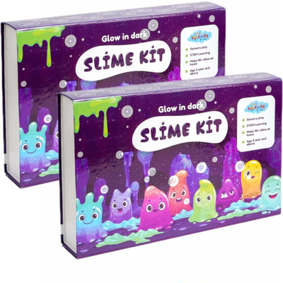 Link With Science 82 Pieces Ultimate Slime Making Kit for Kids Combo Pack of 2 - Glow in Dark(Multicolor)