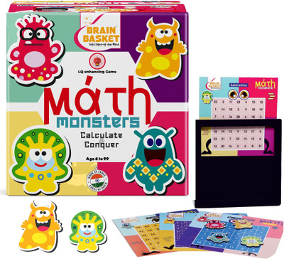 BRAIN BASKET Math Monsters Strategy Game for Ages 6–99 – Fun Educational Math Board Game(Multicolor)