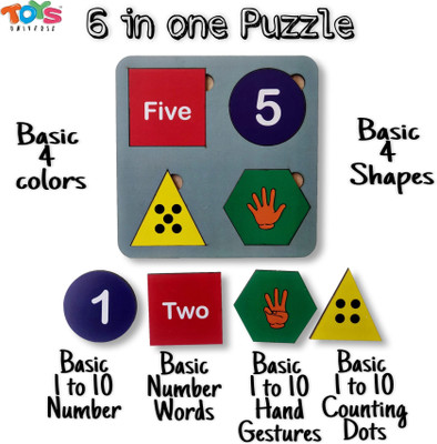 Toys universe Number Puzzle for Kids, Educational Wooden Puzzle Board & 40 Tiles- Toy for 3yr(Red, Blue, Yellow, Green)