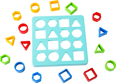 BHVMEY Kids Shape Matching Puzzle | Square Blue Puzzle Early Learning Toy(Multicolor)