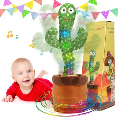 GiftNow Cactus Toy Talking Plant Plush Dancing Cactus Voice Repeat, Recording 120+ Song(Green)