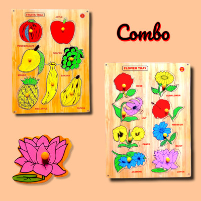 aasiyaenterprises Flower name & Fruits Picture Puzzle Board Combo for kids and toddler(Multicolor)