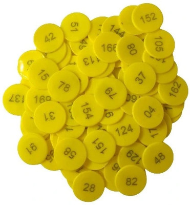 MOREL EMBOSSED 1 TO 200 NUMERICAL PLASTIC TOKEN COIN(31MM) FOR SHOP BOARD GAMES,SCHOOL(Yellow)