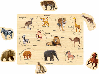 Craftick Wooden Animal Puzzle for Toddlers - Early Learning & Development Toy(Multicolor)