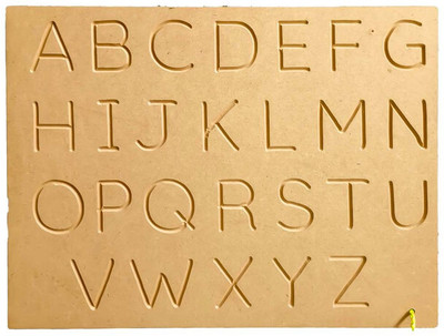 Lkbhub Alphabets Capital ABC Wooden Tracing Board for Kids Beginner with Pencil(Brown)