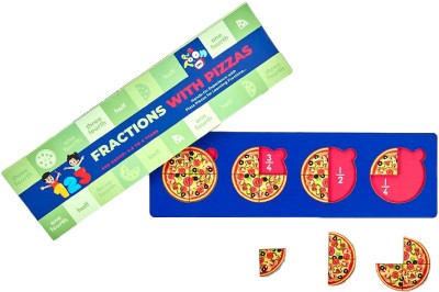 PunToon Kids Wooden Math Fractions with Pizza Toys Learning Activity Kit for Boys and Girls(Multicolor)