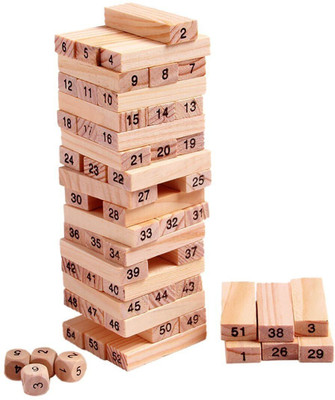 Rainbowstore Elevate Learning Fun with Wooden Number Blocks Jenga: Stack, Count, and Learn(Multicolor)