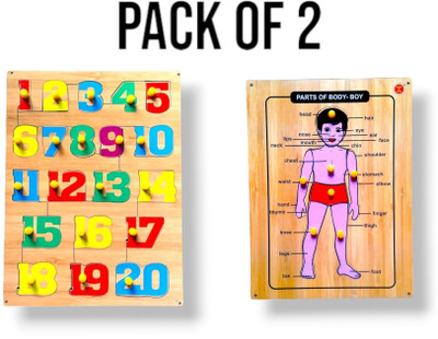 VSINDIA Combo 1 to 20 counting numbers with Parts of Body Picture puzzle board for kids(Multicolor)