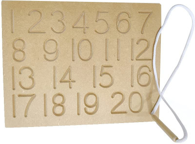 Plus Shine Educational 1-20 Wooden Numbers Tracing Board Learning Counting Slate Puzzle(Beige)