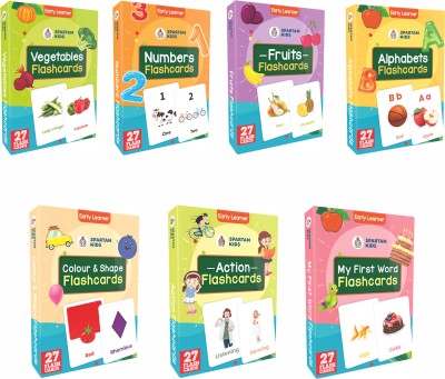 spartan kids Early Learning Flash Cards For Kids 1 Year To 6 Year Kids (set of 7)(Multicolor)