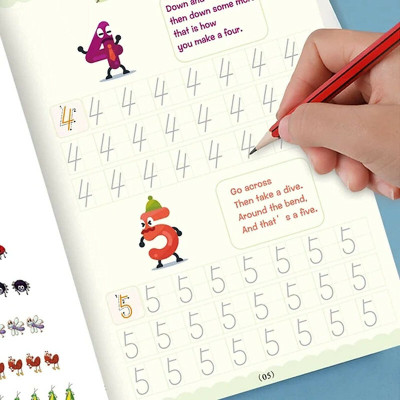 Reusable Magic Practice Copybook For Kids With 10 Refill 4 Book 2 Pen 2 Grip(Spiral, China)